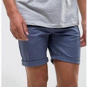 ASOS Slim Chino Shorts In Blue - 34